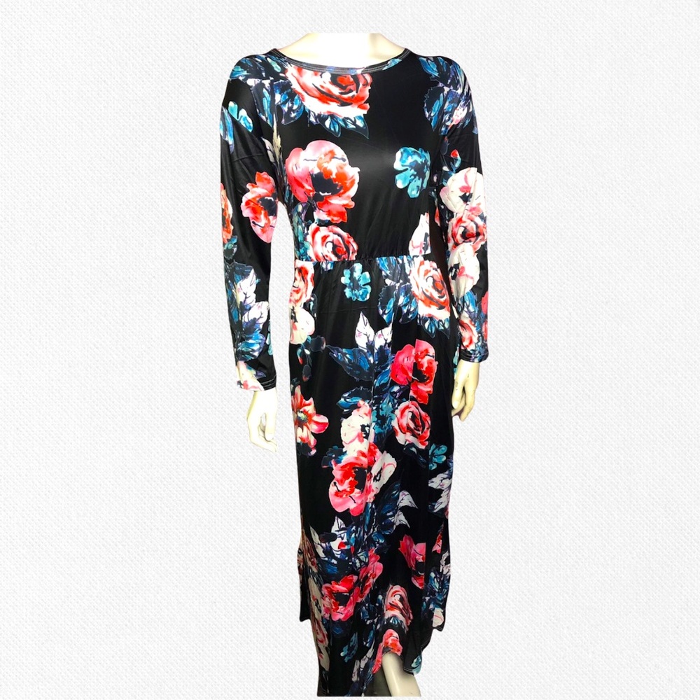 Black and Floral Maxi Dress